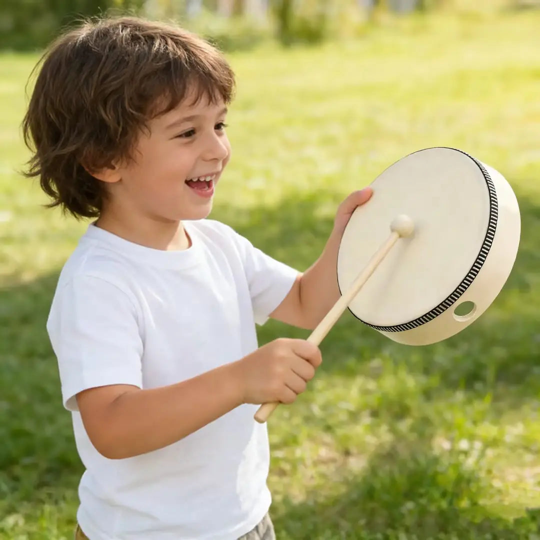 Educational Wooden Hand Beat Percussion Harp Drum Music Instrument Toy for Children