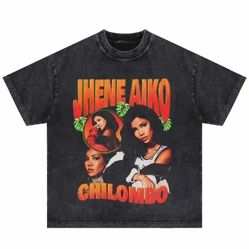 Hip Hop Vintage T-Shirt Aaliyahs Baby Girl Purple Bootleg Print T Shirts Harajuku Streetwear Summer Casual Loose Tops Unisex