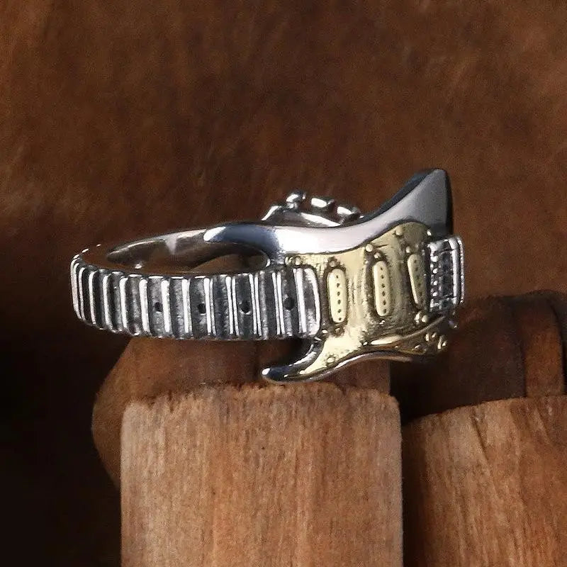 Hip Hop Rock Music Electric Guitar Men’S Rings 2024 Trend Adjustable Finger Rings Party Jewelry Gifts Fashion Accessories