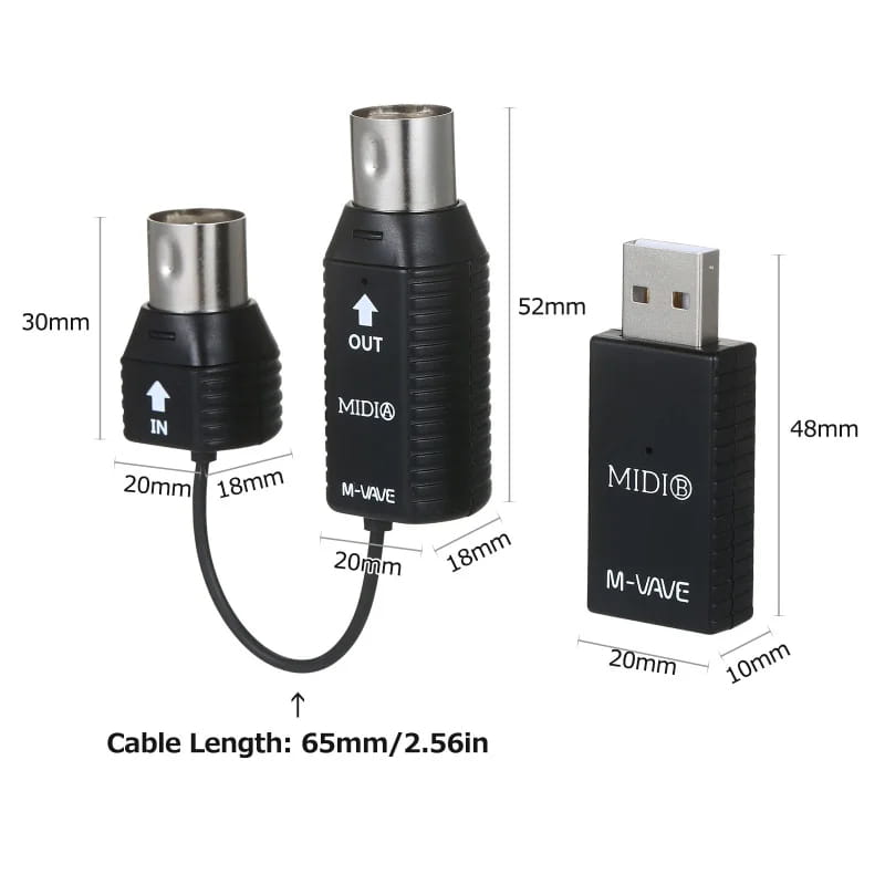 M-VAVE MS1 Mini Wireless Transmission System MIDI System MIDI Wireless Adapter Plu Play Support for Devices with MIDI Interface