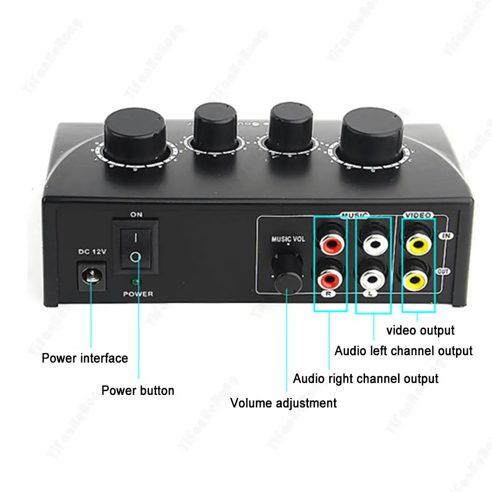 Portable Karaoke Sound Mixer Professional Dual Mic Inputs Audio System Digital Audio Sound Machine Echo OK Mixer System