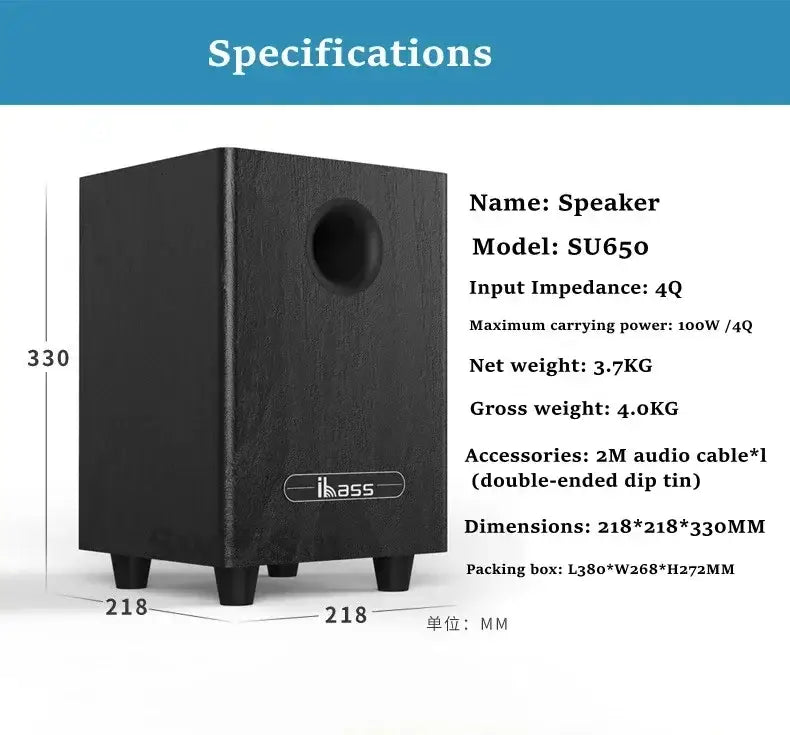 100W High Power 6.5’’ Passive Subwoofer Home Theater Speakers Bass Car speaker amplifier speakers Boom Box Sound System Big Power