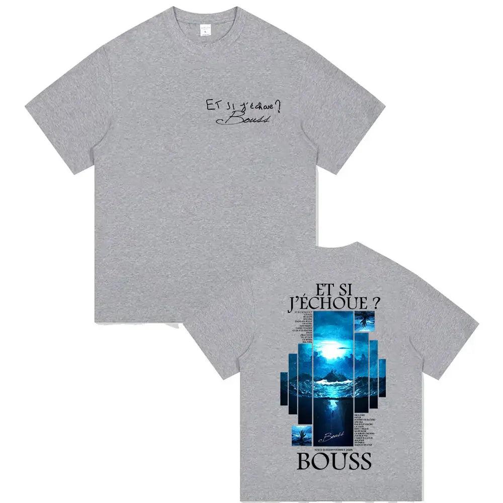 Rapper BOUSS ET SI J’ECHOUE ? Tour 2025 Graphic T Shirt Men’s Retro Hip Hop Short Sleeve T-shirts Pure Cotton Tshirt Streetwear
