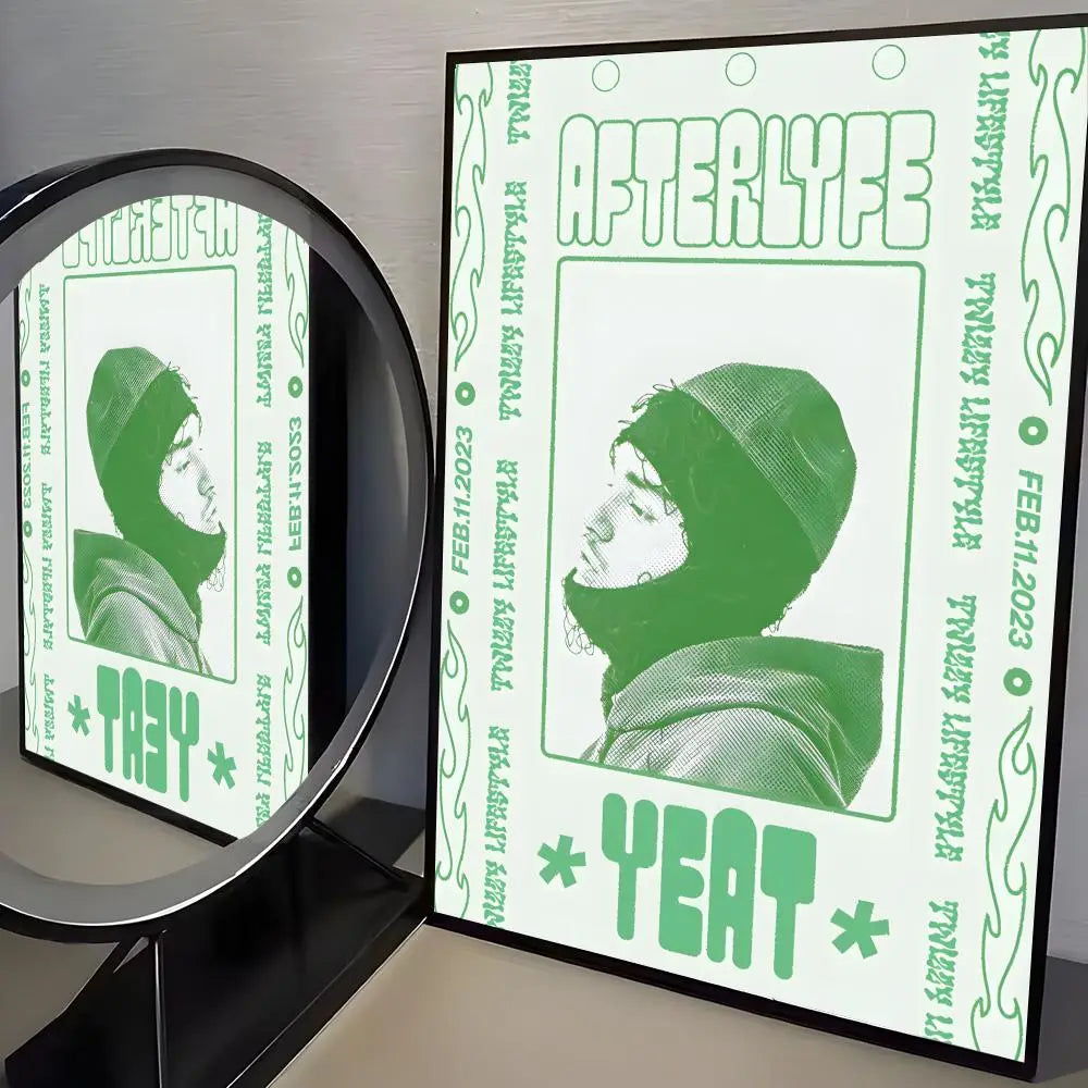Rapper Y-Yeat Album Cover Poster Trendy Aesthetic Wall Art Good Sticker Printed on PP Paper for Living Room Bar Decoration
