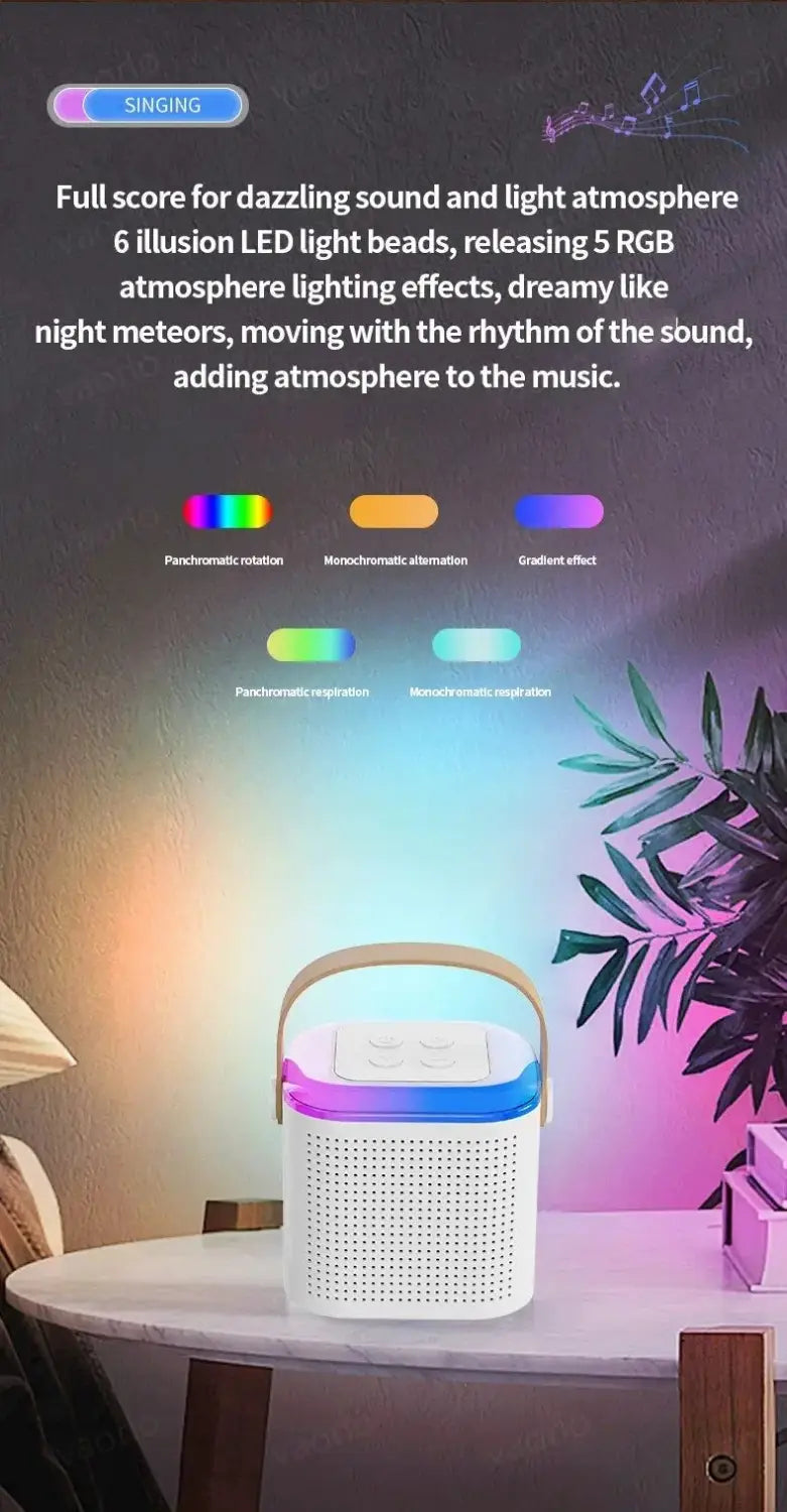 Karaoke Wireless Portable Bluetooth Speaker With Microphone Machine Mini Lamp Sound Box Music Small Caixa De Som Bocina Column