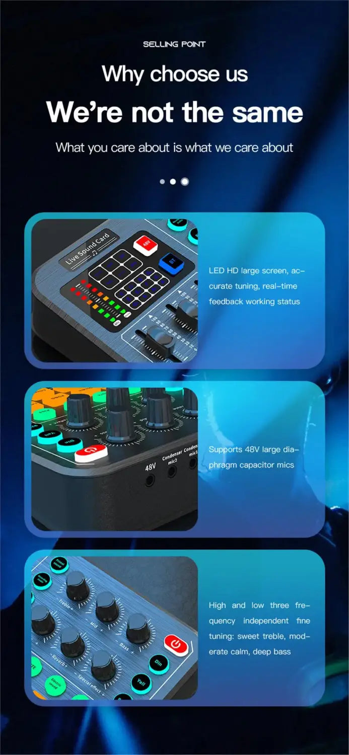 M6 Sound Card Audio Mixer for Live Broadcast Karaoke Live Broadcast Equipment for Game Singing Voice Podcast Live Streaming