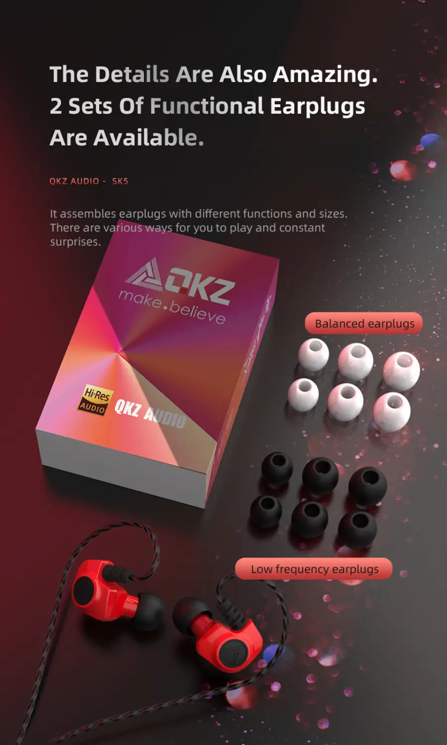 Original QKZ SK5 Wired Earphones In-ear 3.5mm AUX With MIC Noise Reduction HD Call HIFI For Game Music Sports Fashion Design