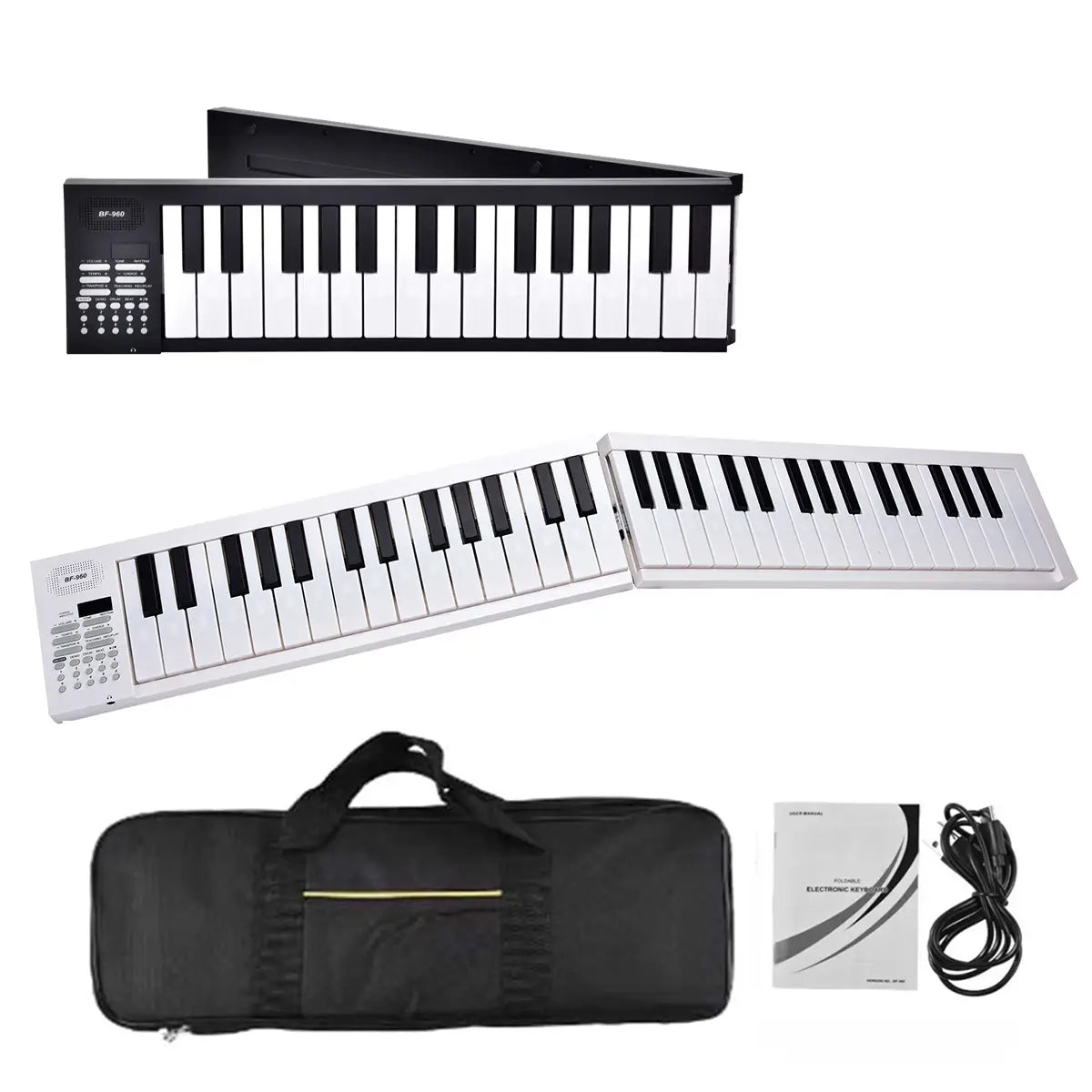 Miwayer 61-Key Portable Folding Electronic Piano Keyboard with LED Display 16 Tones&100 Rhythms Built-in Battery,Teaching Mode