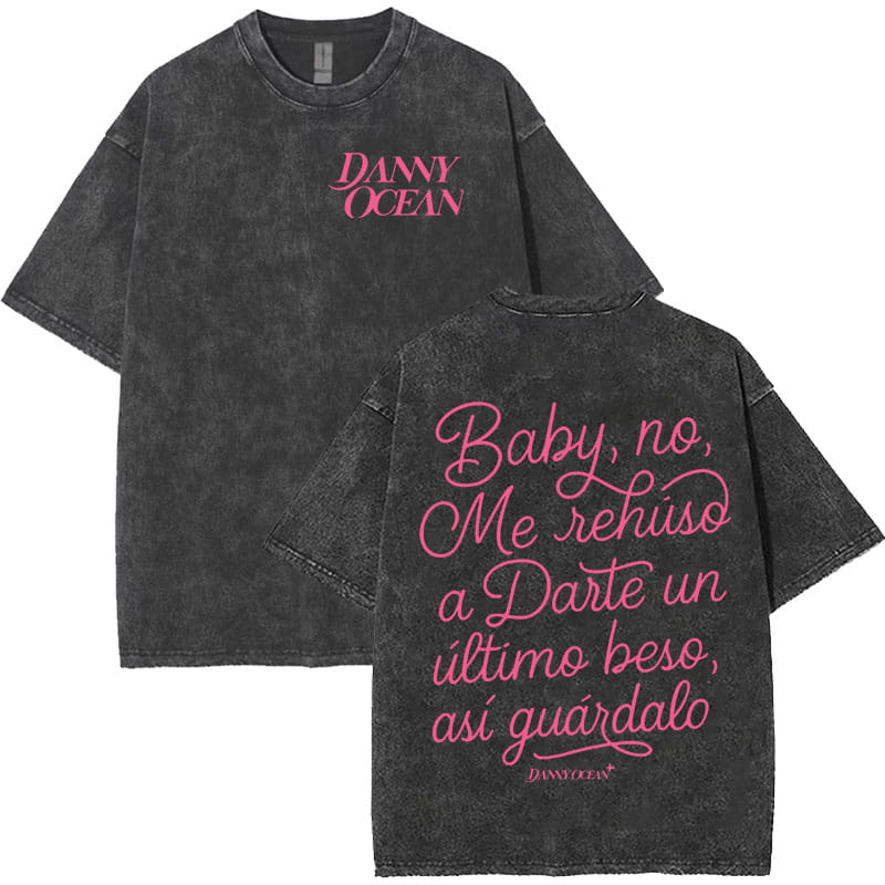 Rapper Danny Ocean Harajuku Letters Print Merch Vintage Washed T-Shirt Mens Hip Hop Crewneck Casual Y2K Tshirts Unisex Teenagers