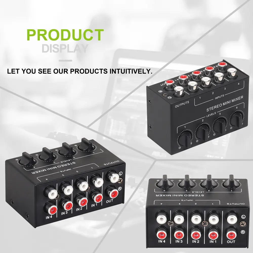 CX400 Mini Passive Stereo Sound Mixer RCA 4-Channel Small Audio Mixer Stereo Dispenser For Live Studio DJ Equipment