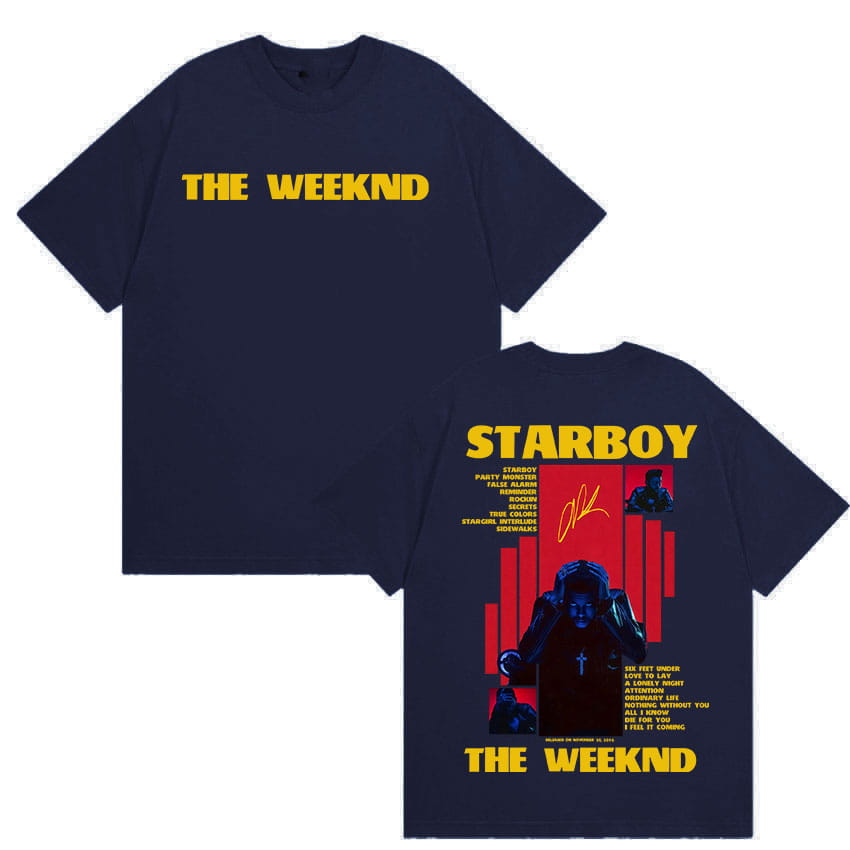 Rapper THE WEEKND STARBOY Album 2025 Merch T Shirts Men’s Street Gothic Hip Hop Retro Cotton Short Sleeve T-shirt Y2k Streetwear