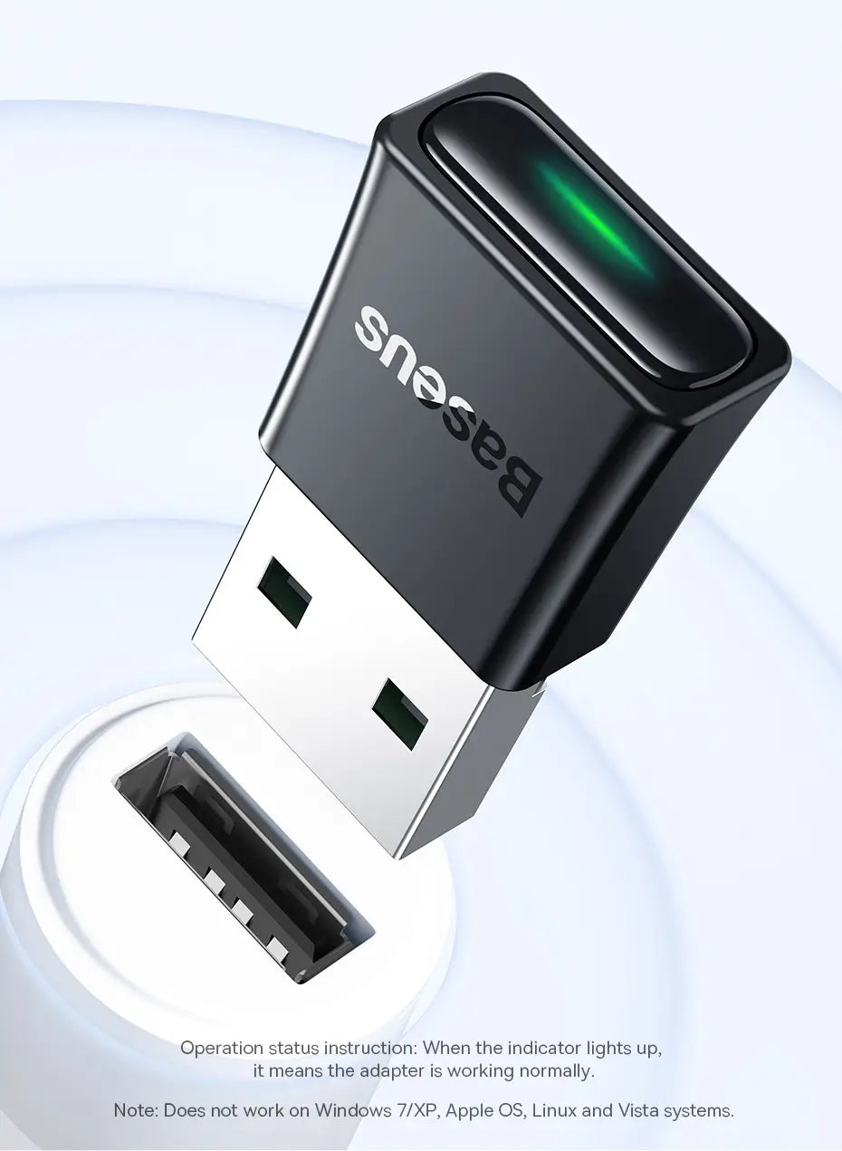 Baseus BA07 USB Bluetooth 5.3 Dongle Adapter for PC Speaker Wireless Mouse Keyboard Music Audio Receiver Transmitter Bluetooth