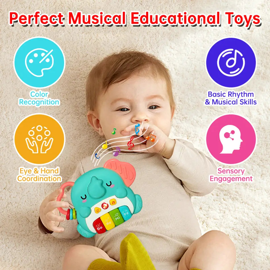 Kids Cartoon Piano Keyboard Game with Flashing Light Music Animal Sounds Baby Instrument Music Toys Educational Toys Kids Gifts