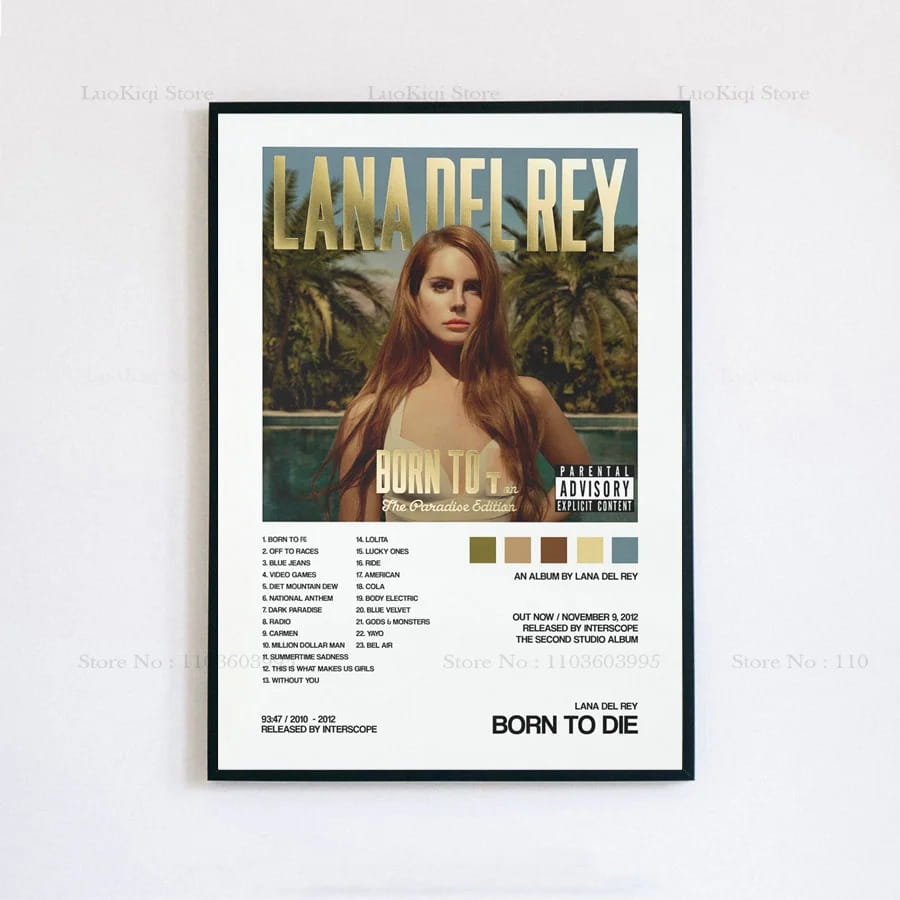Poster Prints New Lana Del Rey Ultraviolence Tracklist Music Album Cover Canvas Painting Wall Art Picture Living Room Home Decor