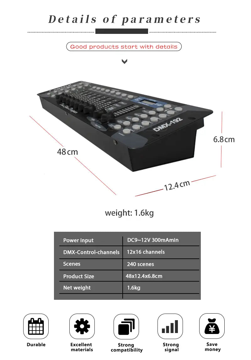 SHEHDS NEW 192 DMX Controller DJ Equipment DMX 512 Console Stage Lighting For LED Par Moving Head Spotlights DJ Controlle