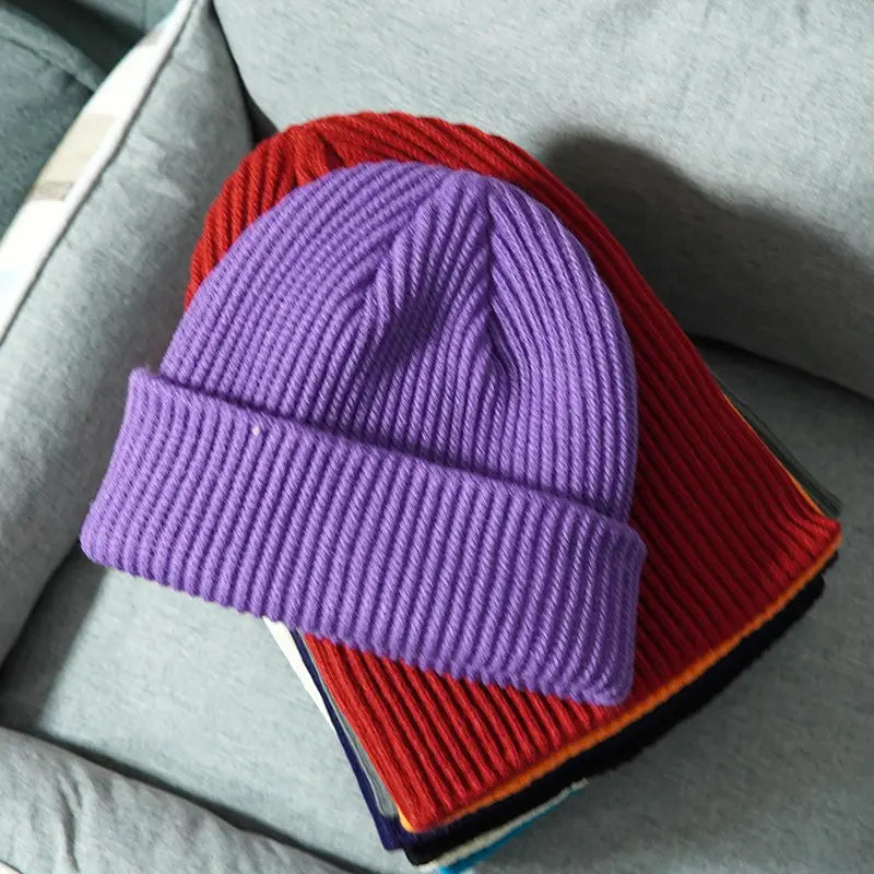 Unisex Solid Color Warm Knitted Beanies for Women Men Winter Autumn Outdoor Keep Female Wool Gorras Hip Hop Dad Cap