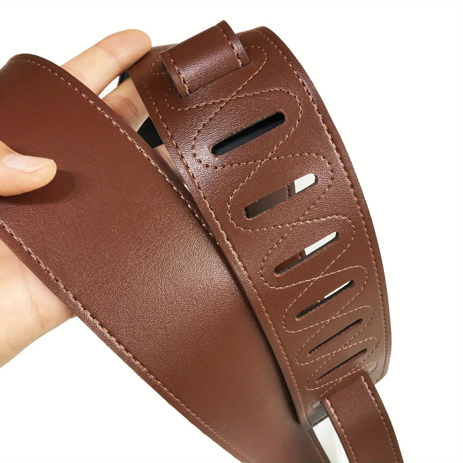 Leather Guitar Strap 2.36’’ Width Double Side Wear Adjustable Strap from 46.47’’ to 53.54’’ for Electric Acoustic Bass Guitars