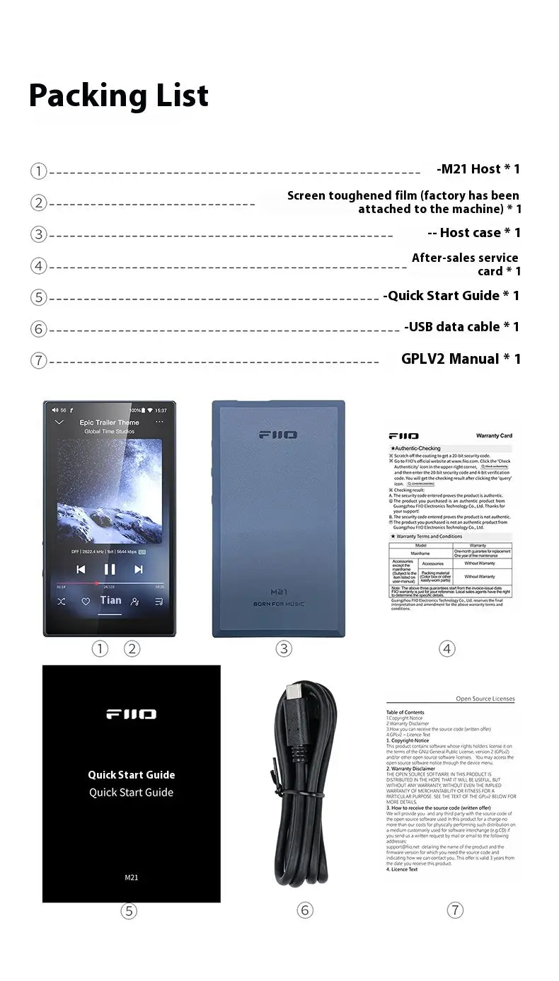 NEW Fiio M21 Portable MP3 Player Hi-Res HIFI High Sound Quality Music Player Long Battery Life support Bluetooth WiFi Customize