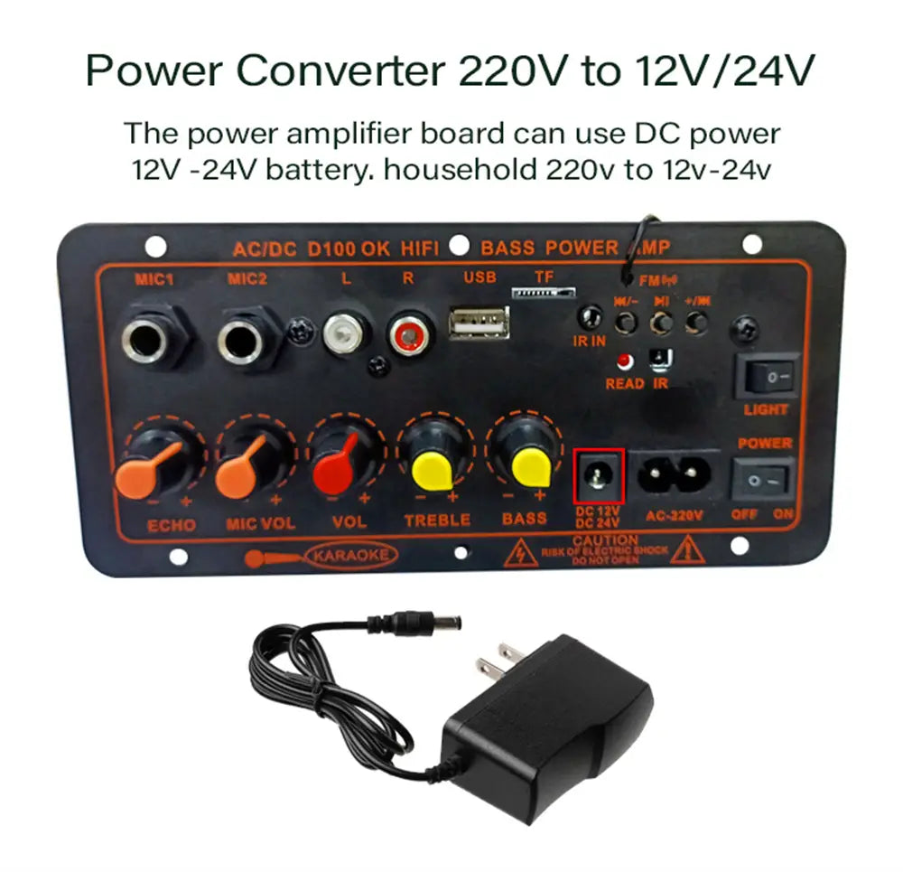 200W Bluetooth 5.0 MP3 Amplifier Board 12V 24V Dual Microphone AMP Module USB TF FM Car Music Lossless Bass Sound for Subwoofer