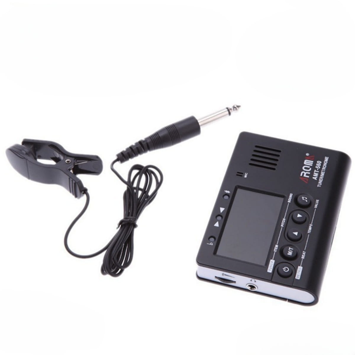 Aroma AMT-560 3 in 1 Metronome Tuner Built-in Mic w/ Pickup Cable 6.3mm/LCD Display for Guitar Chromatic Bass Violin Ukulele