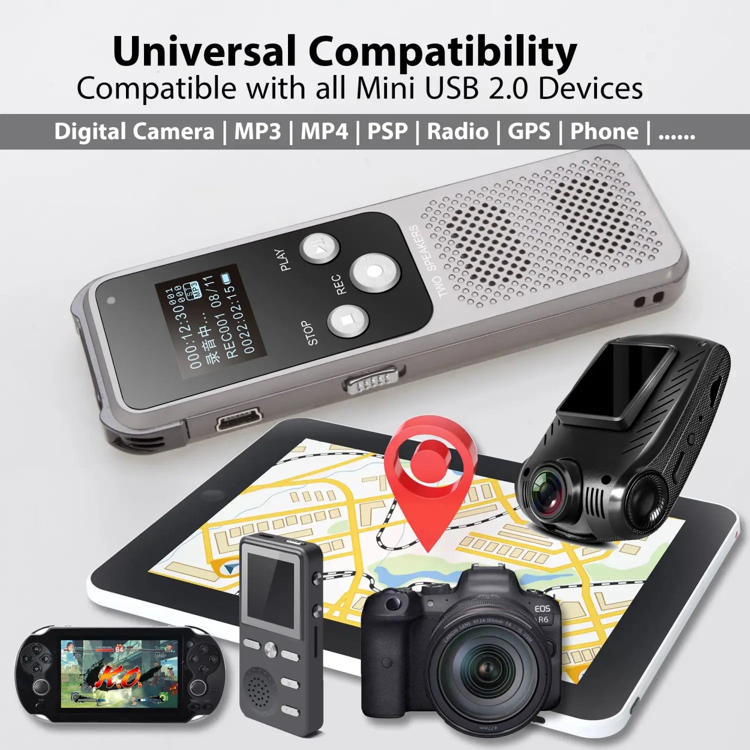 USB C to Mini USB Adapter 2-Pack Type-C Female to Mini USB Male Converter for GoPro Hero 3+ MP3 Dash Cam Camera Black