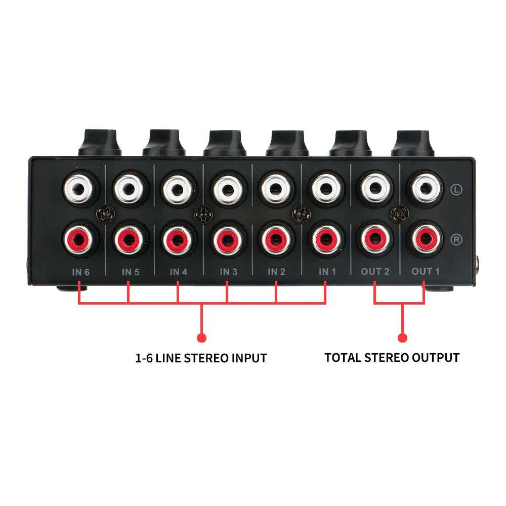 4 6 Channels Stereo Passive Mixer Audio Mixer Portable Sound Mixer RCA Input Ultra Low Noise for Live Studio CD Players