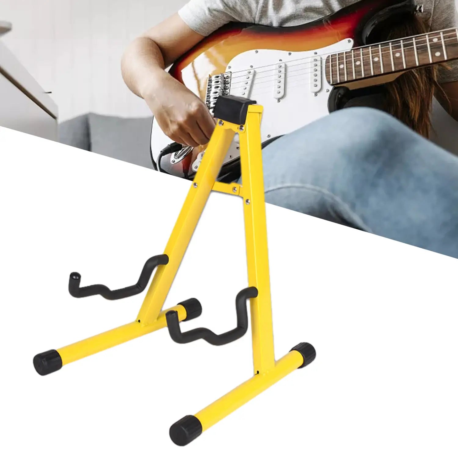 Electric Guitar Stand A Frame Universal Folding Instrument Stand Guitar Holder for Acoustic Electric Bass Guitar