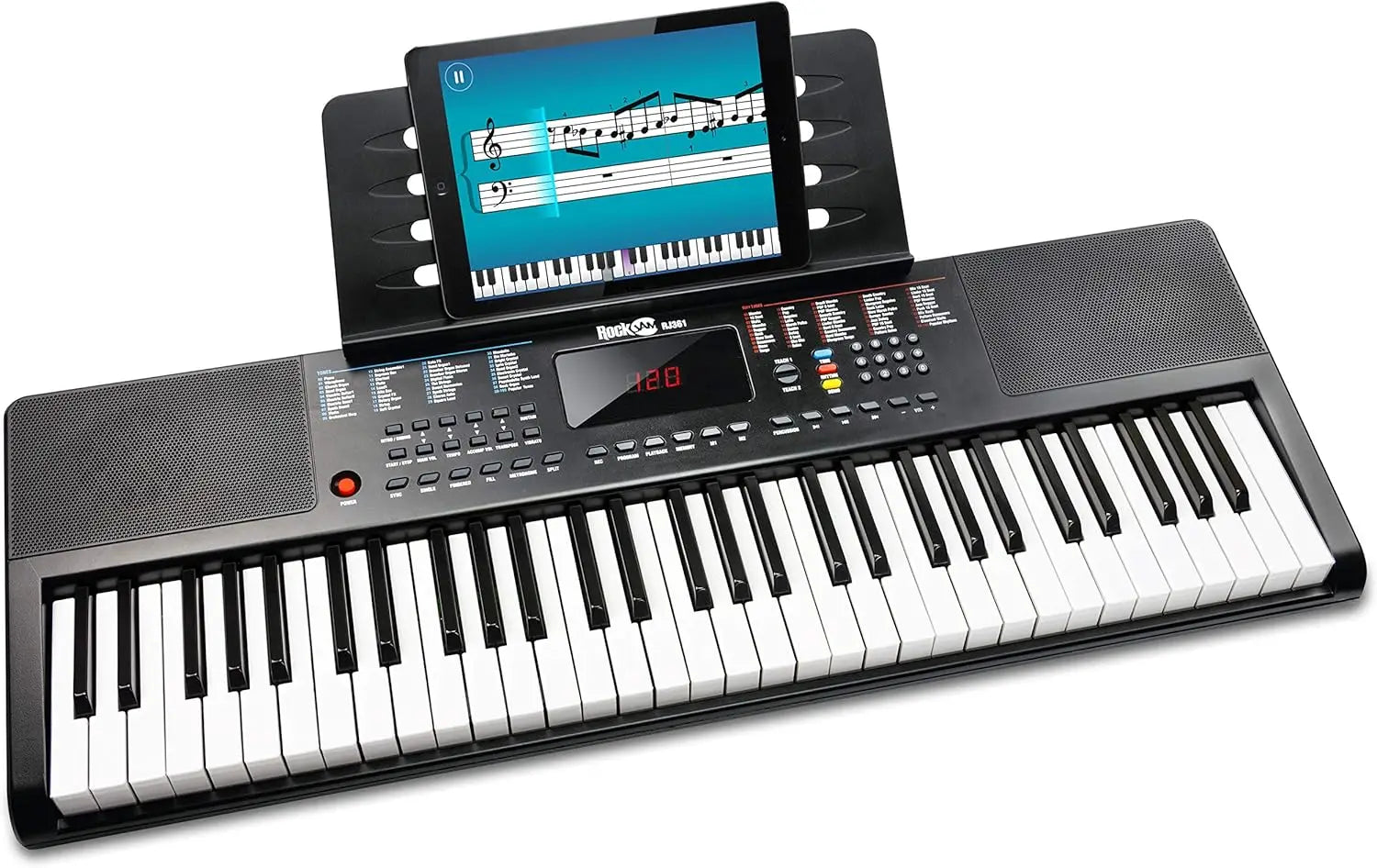 61-Key Compact Keyboard Piano with LED Display Keynote Stickers & Lessons for Beginners