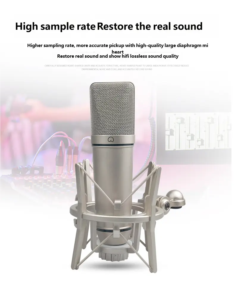 Top Studio Metal U87 Condenser Microphone Professional Cardioid Studio Mic for Recording Podcasting Voice Over Streaming Home
