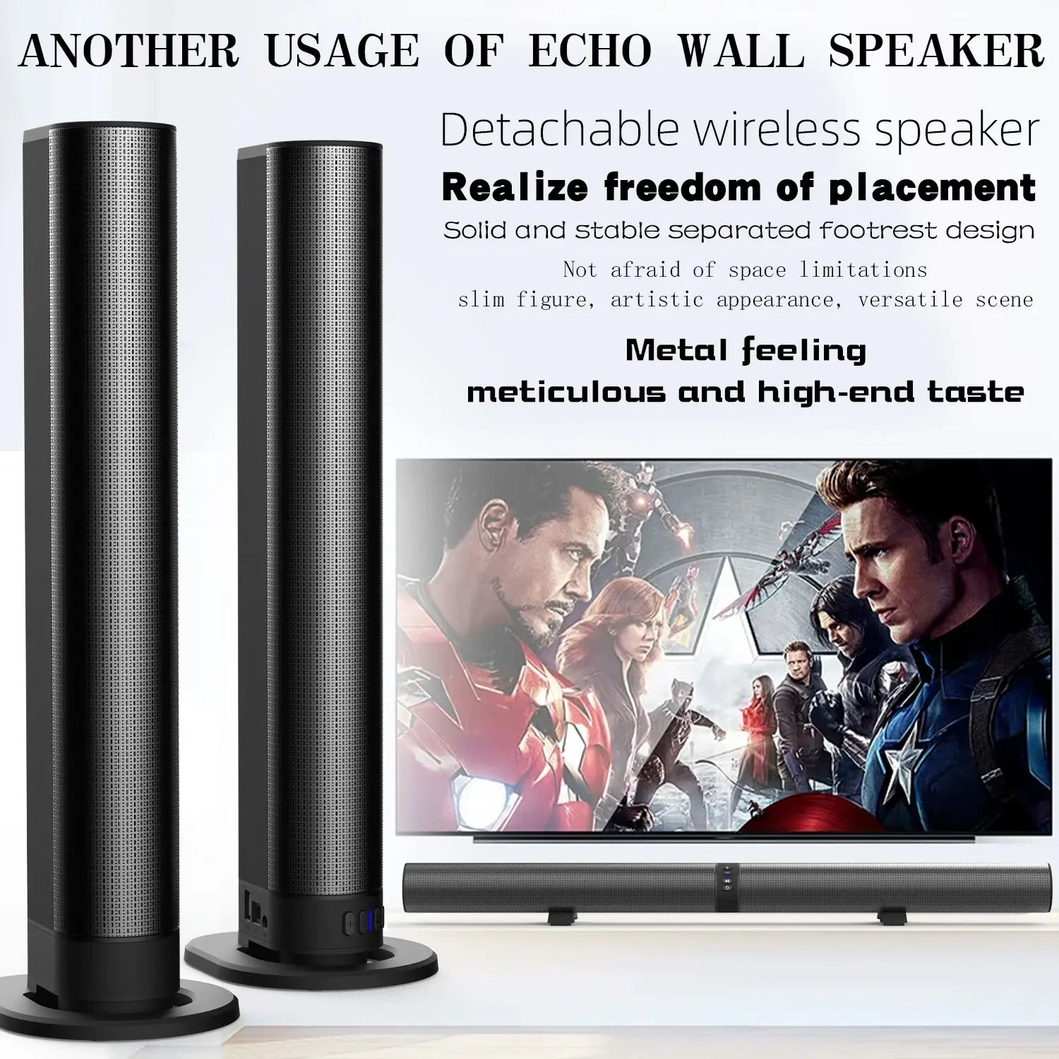 FM Soundbar TV Bluetooth Speakers HDMI/AUX/BT/OPT Connections Soundbars with 2-in-1 Detachable Home Cinema Shengba Sound System