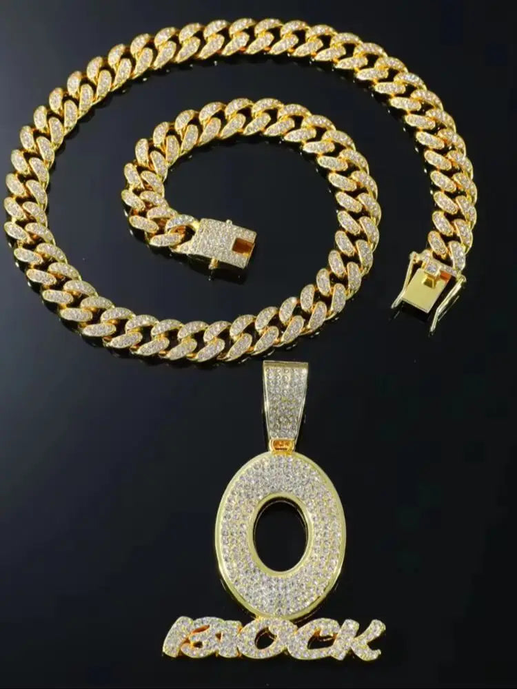 Hip hop O letter pendant necklace men’s trendy and personalized street wear chain necklace