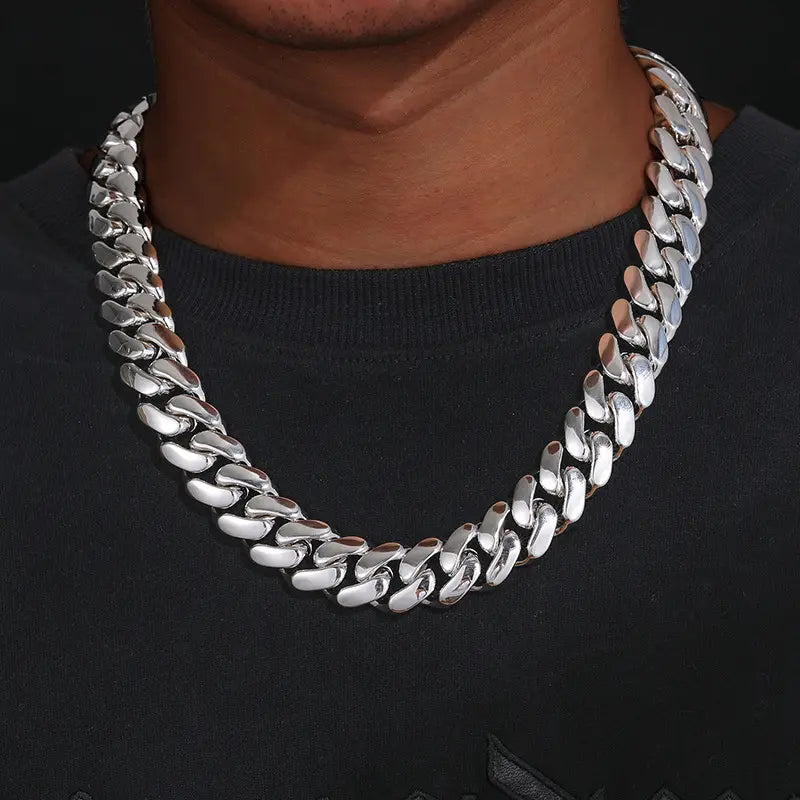 12-20mm wide Hip Hop Bling Iced Out Round Cuban Miami Link Chain Necklaces for Men Rapper Jewelry Gold Silver Color