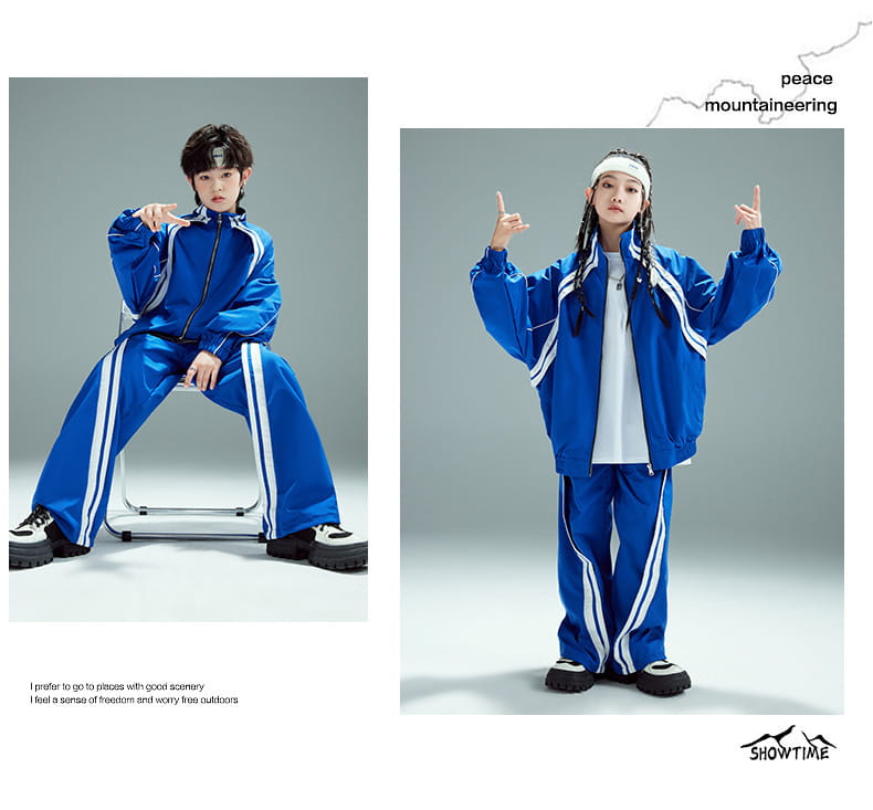 Hip Hop Children Costumes Boy Girl Streetwear Fashion Loose Casual Sports Jacket Pant Suits Kids Coat Trousers Sets Tracksuit