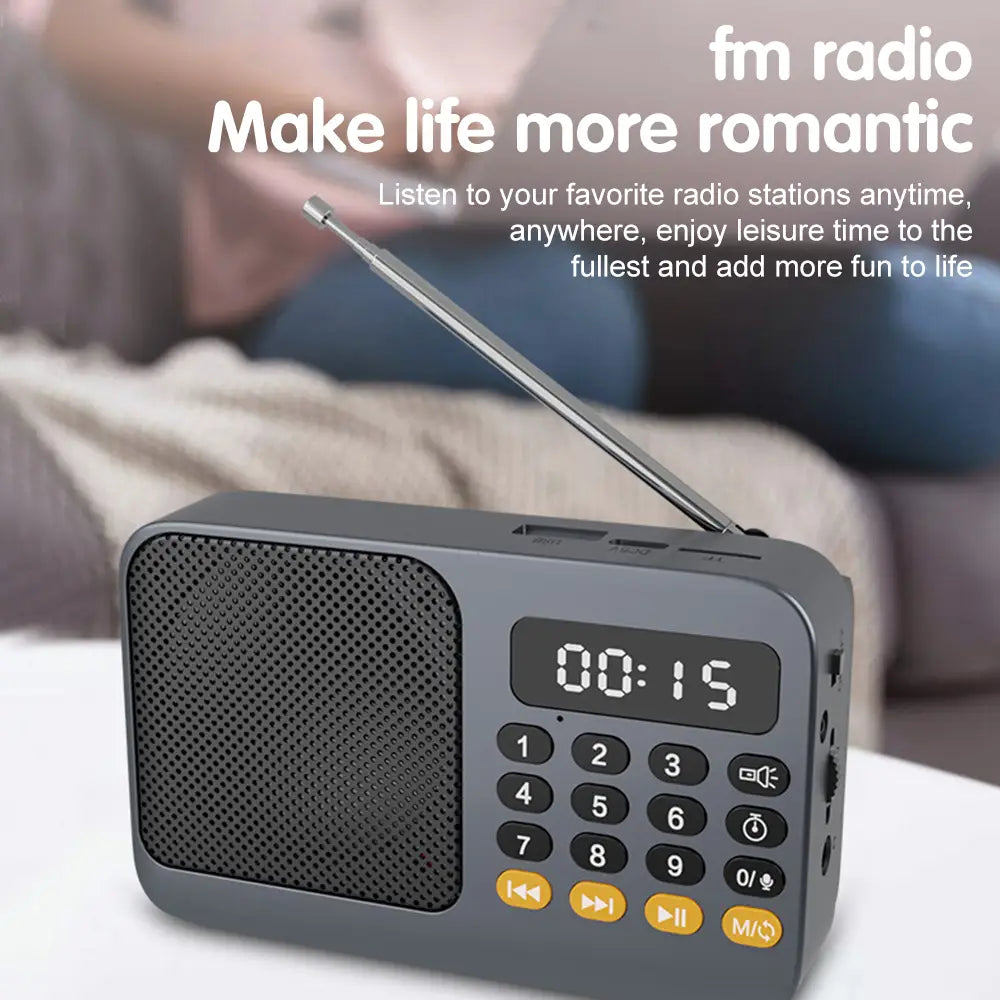 Handheld Rechargeable Digital FM USB TF MP3 Player Portable Radio Music Player Speaker Devices Supplies With LED Display Radio