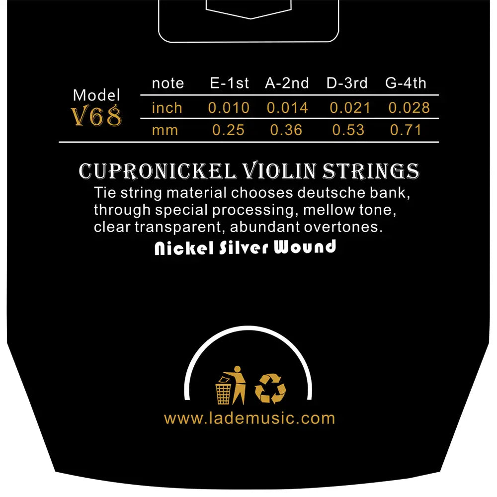 Professional Violin Strings (E-A-D-G) Nickel Silver Wound for 4/4 3/4 1/2 1/4 Violin Musical Instrument Parts & Accessories