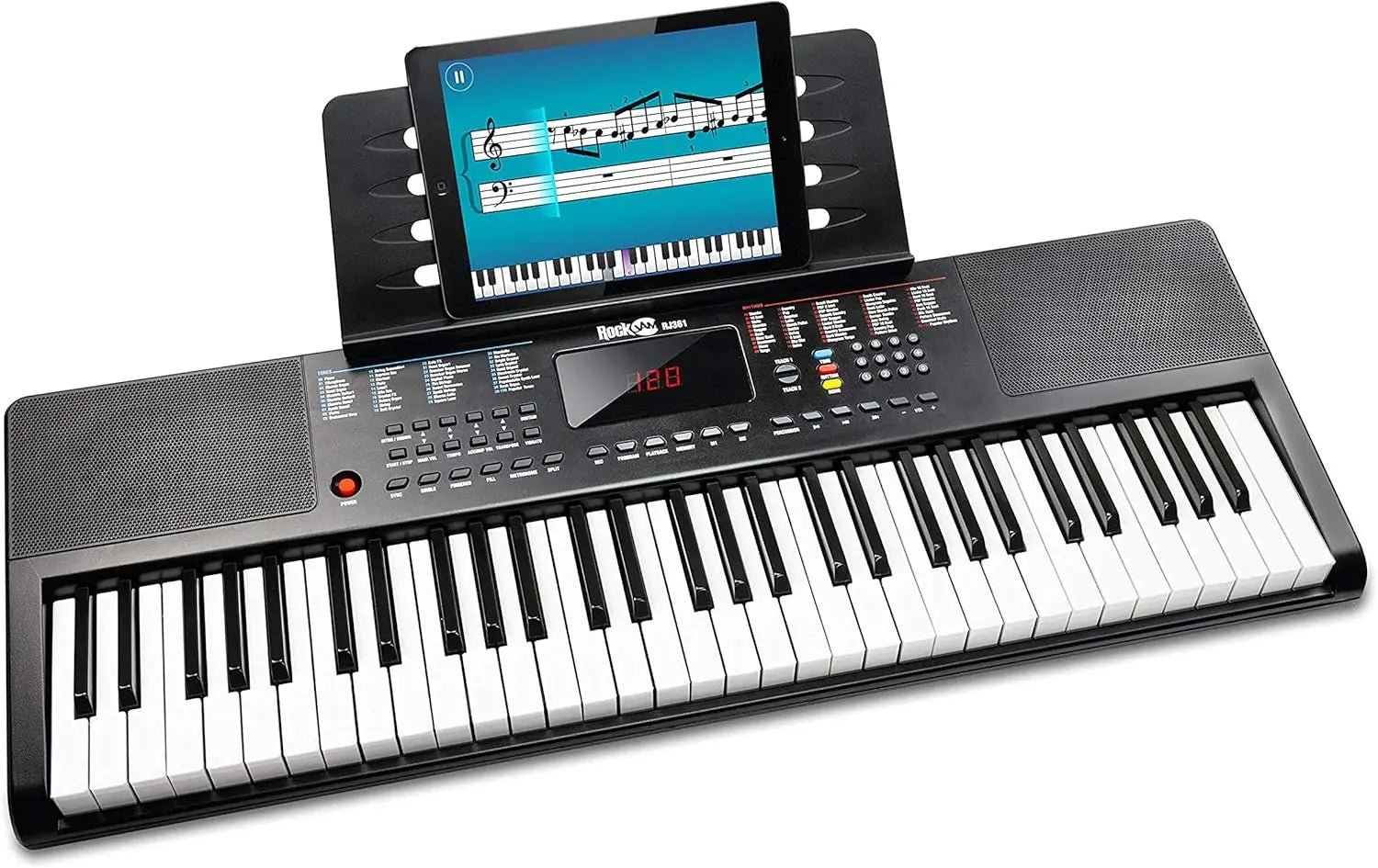 61-Key Compact Keyboard Piano with LED Display Keynote Stickers & Lessons for Beginners