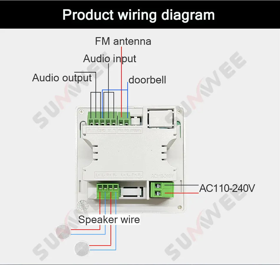 Home theater Background music system audio in wall power amplifier bluetooths player sound TF AUX control panel ceiling speakers