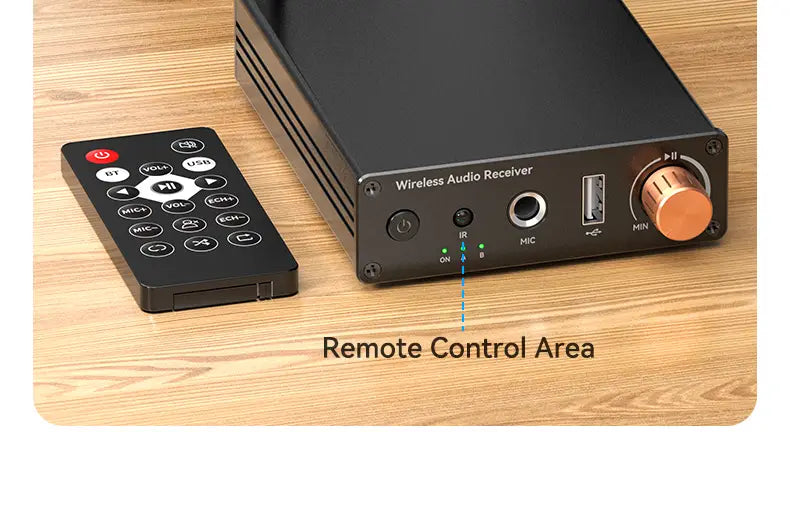 Bluetooth-compatible 6.0 Audio Receiver 3.5mm AUX RCA USB 6.5MM Microphone Music Wireless Adapter with Remote Control for TV PC