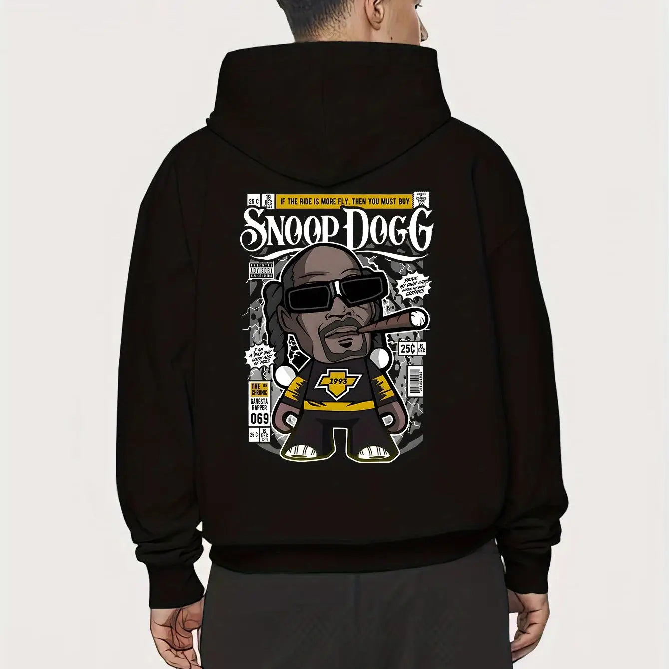 Men’s Hip Hop Cartoon Printed Hoodie Loose Elastic Design Fashion Hoodie with Pocket Details Autumn and Winter New