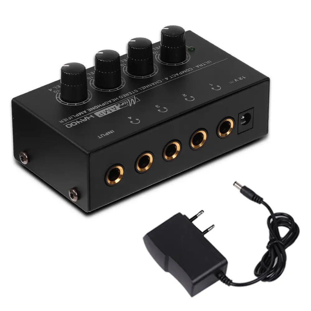 Headphone Amplifier Ultra-Compact Stereo Earphone Amplifier Audio Amplifier 4 Channels for Music 6.35MM Jack with Volume Control