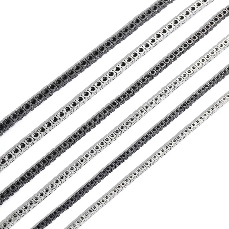 Hip Hop Black CZ Stone Paved Bling Iced Out 1 Row Tennis Link Chain Chokers Necklaces for Men Women Unisex Rapper Jewelry