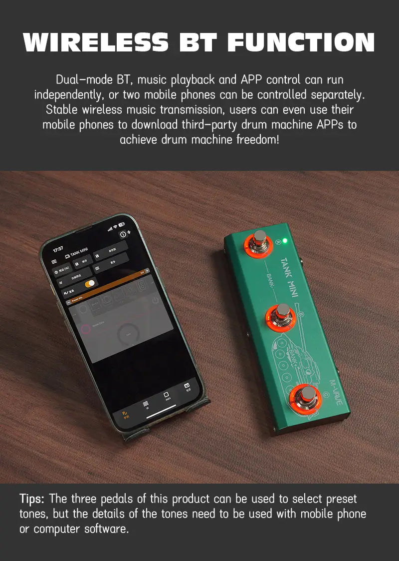 M-VAVE Tank Mini Guitar Multi-effects Pedal Processor Built-in Cab Amp Mod FX Delay & Reverb Effects Support IR & OTG Recording