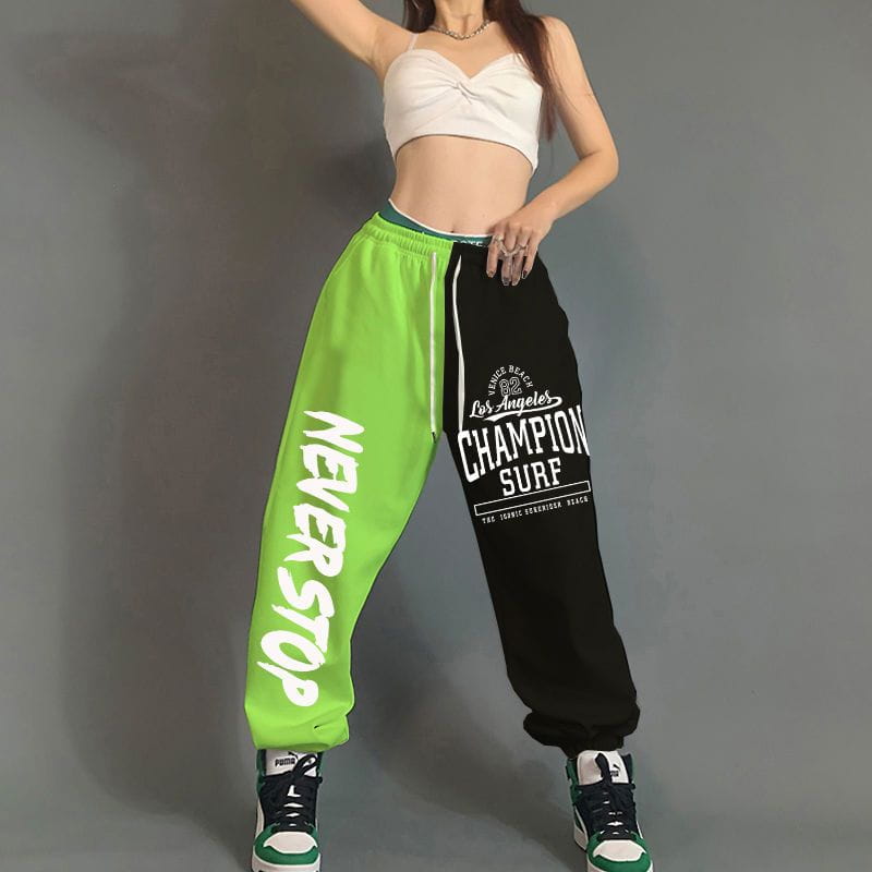 Hip Hop Women Streetwear Dance Sweatpants Spring Autumn New High Waist Letter Print Pockets Cotton Loose Fashion Casual Trousers