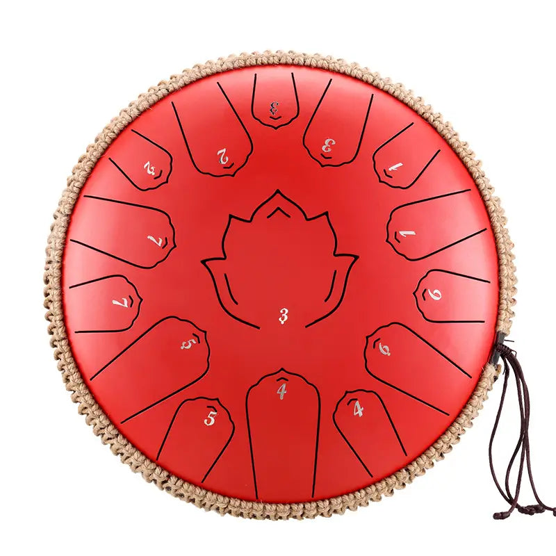 Hluru Steel Tongue Drum Glucophone 13 Inch 15 Notes C Tone Music Drum Ethereal Drum Percussion Musical Instruments Steel Drum