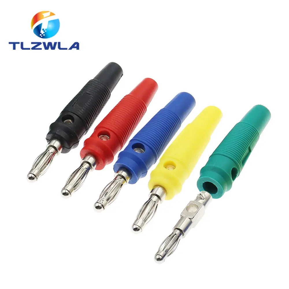 5PCS 4MM Banana Plugs Connector Solderless Video Musical Speaker Stackable Cable Wire Pin Banana Plug Connectors Red Black Blue