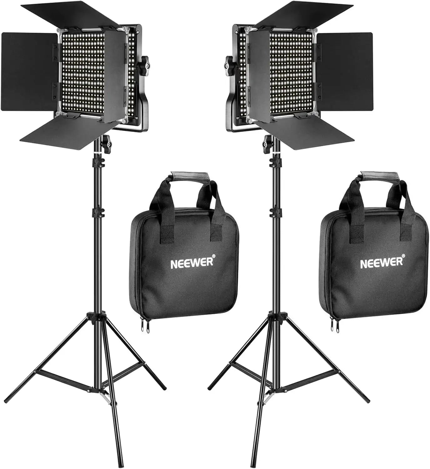 2-Pack Bi-Color 660 LED Video Light Kit with Stands Dimmable 3200-5600K CRI 96+ Studio Photography & Recording