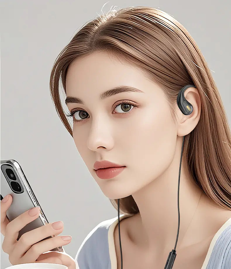 NEW Clip-on Type C&3.5mm Wired Control Headphone 9D Surround Sound Earbuds Sports Headsets ENC Earphones With HD Mic For Samsung