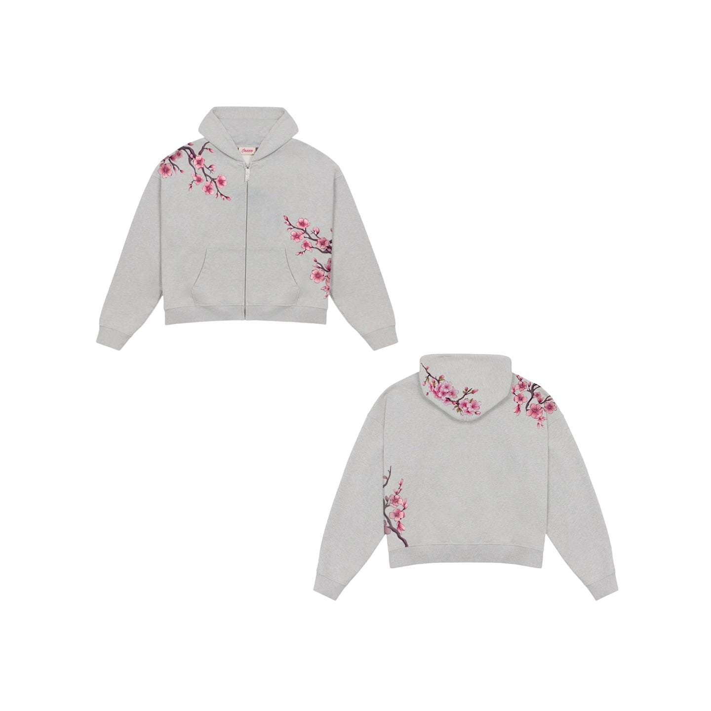 Y2K Vintage Oversized Cherry Blossom Embroidered Hooded Jacket Mens Womens Pink Zipper Coat Harajuku Hip Hop Graphic Streetwear
