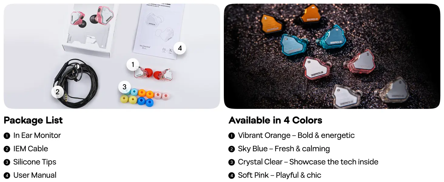 7Hz x Crinacle Zero 2 Updated 10mm Dynamic Driver IEM Wired Earbuds Earphones Gaming Earbuds with OFC IEM Cable for Musician