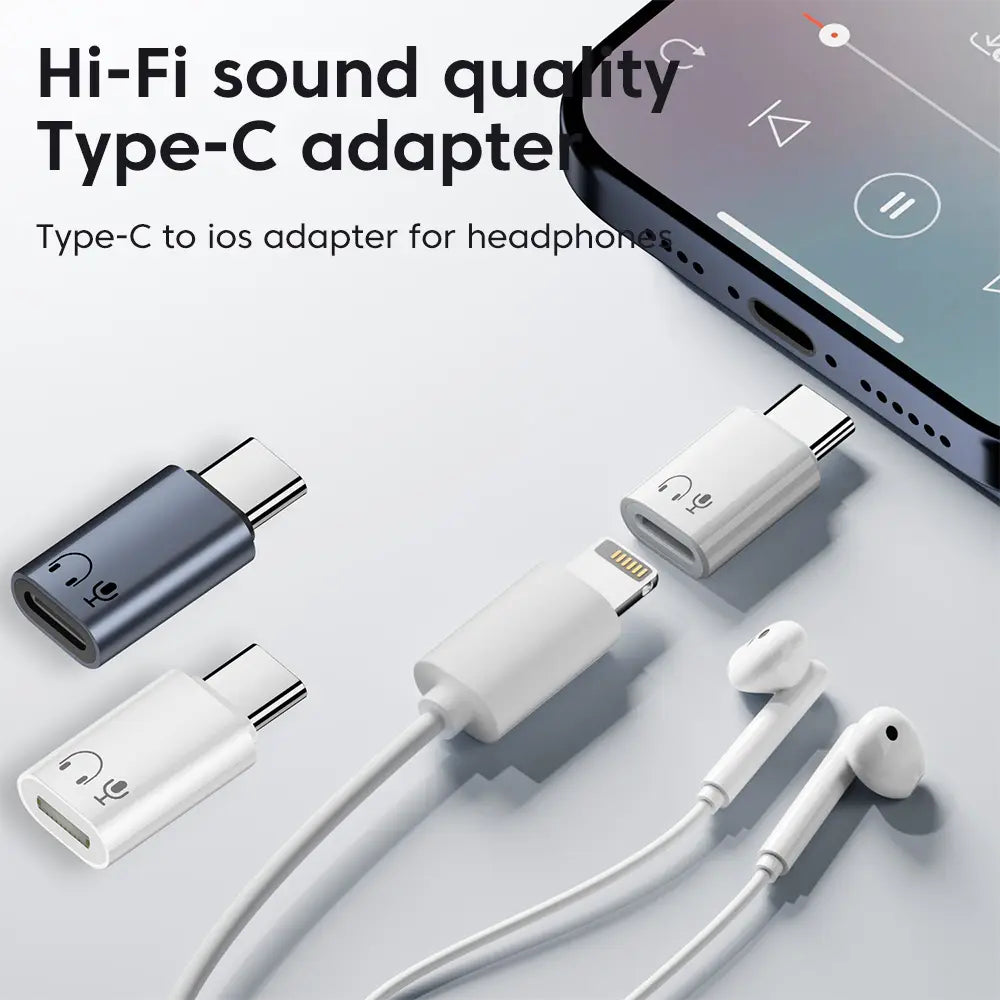 Type C To Lightning Earphone Adapter USB C Male To IOS Female Audio Converter For Iphone 15 16 Samsung USB C Lightning Adapter